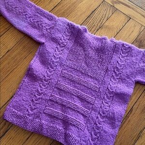 Vintage Hand knit toddler sweater by grandma in purple approximately size 2-3T